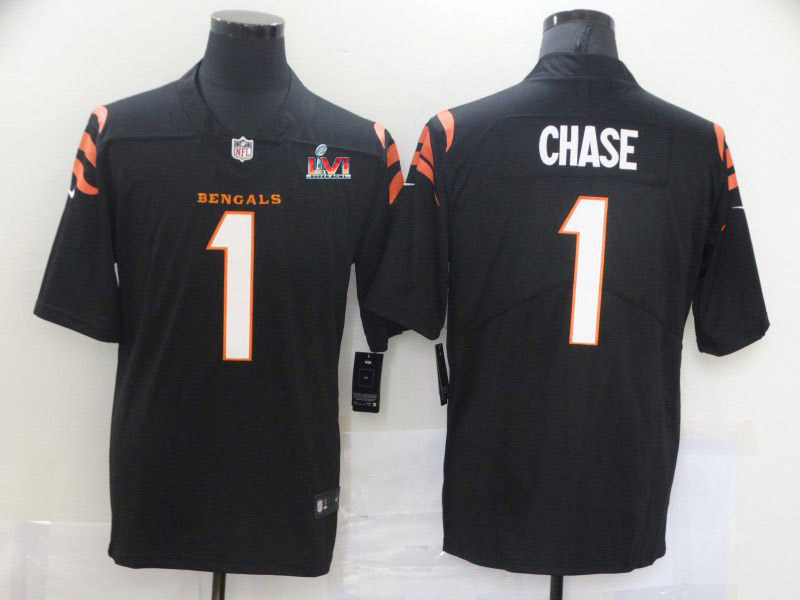 2022 Super Bowl Men Cincinnati Bengals #1 Chase Black Nike Vapor Untouchable Limited 2021 NFL Jersey->cincinnati bengals->NFL Jersey